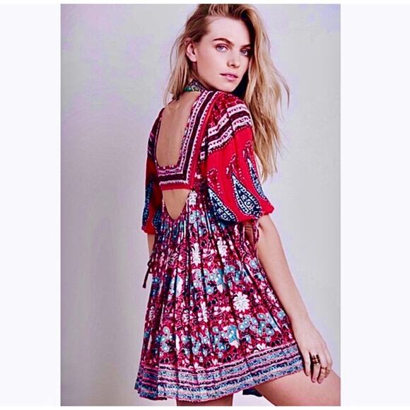Free People Midsummer Dream Dress Red Open Back Small - Picture 12 of 14